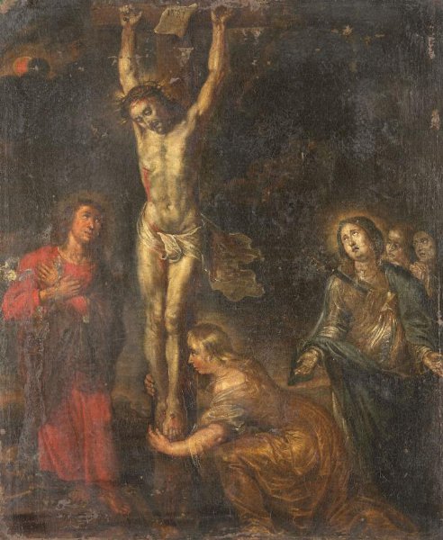 anonymous, Christ on the Cross, with the Mother of Sorrows and Saints John the Evangelist and Mary Magdalene