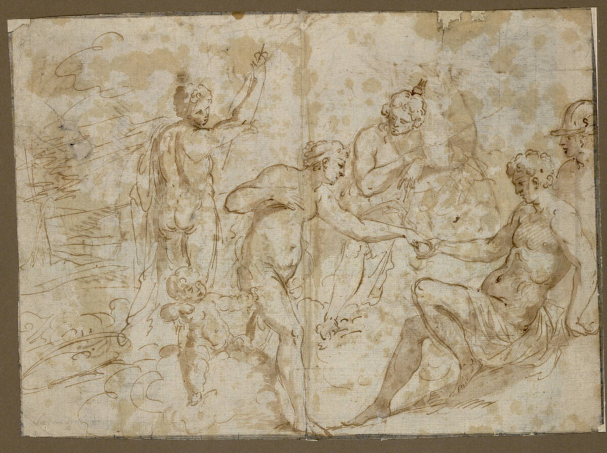 Anonym, Skizzenbuchblatt. Das Urteil des Paris