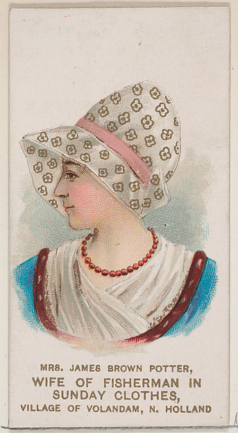 W. Duke, Sons & Co., Mrs. James Brown Potter as a Fisherman's Wife Dressed in Sunday Clothes from the Village of Volandam, North Holland, from the set Actors and Actresses, Second Series (N71) for Duke brand cigarettes