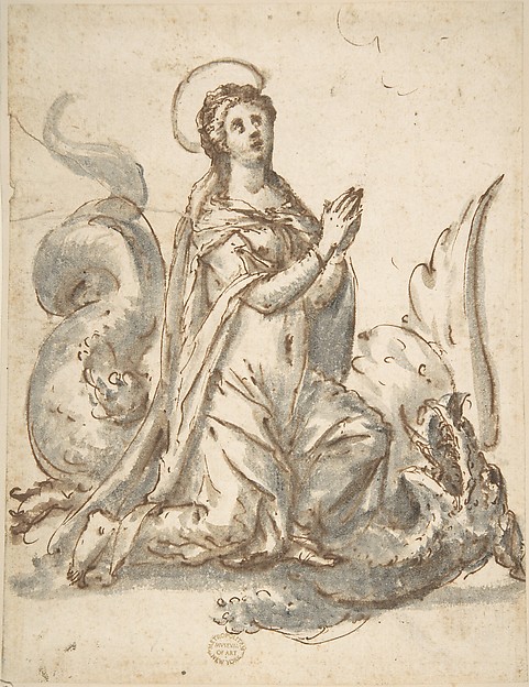 Anonymous, Italian, 16th century, Saint Margaret and the Dragon