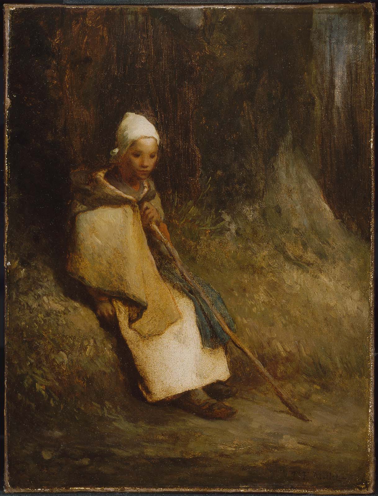 Jean-François Millet, Shepherdess Sitting at the Edge of the Forest