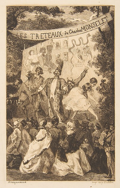 Félix Bracquemond, Frontispiece for "Les Tréteaux de Monselet"