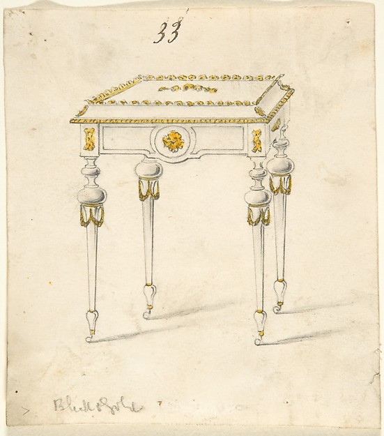 Anonymous, British, 19th century, Design for a Small Table on Casters
