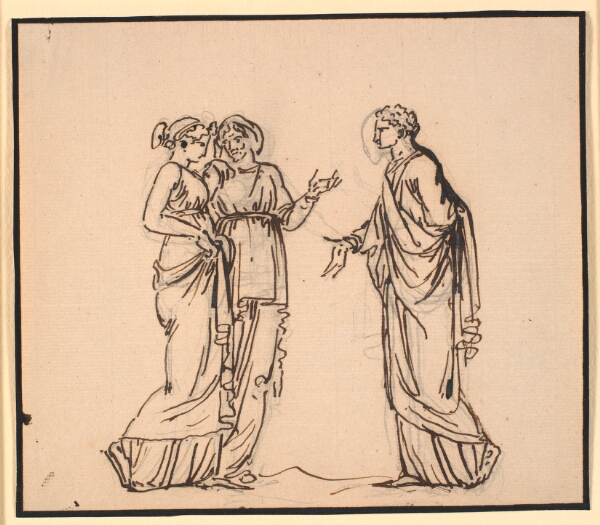 Nicolai Abildgaard, Antik scene med tre figurer, en mand der taler med to kvinder