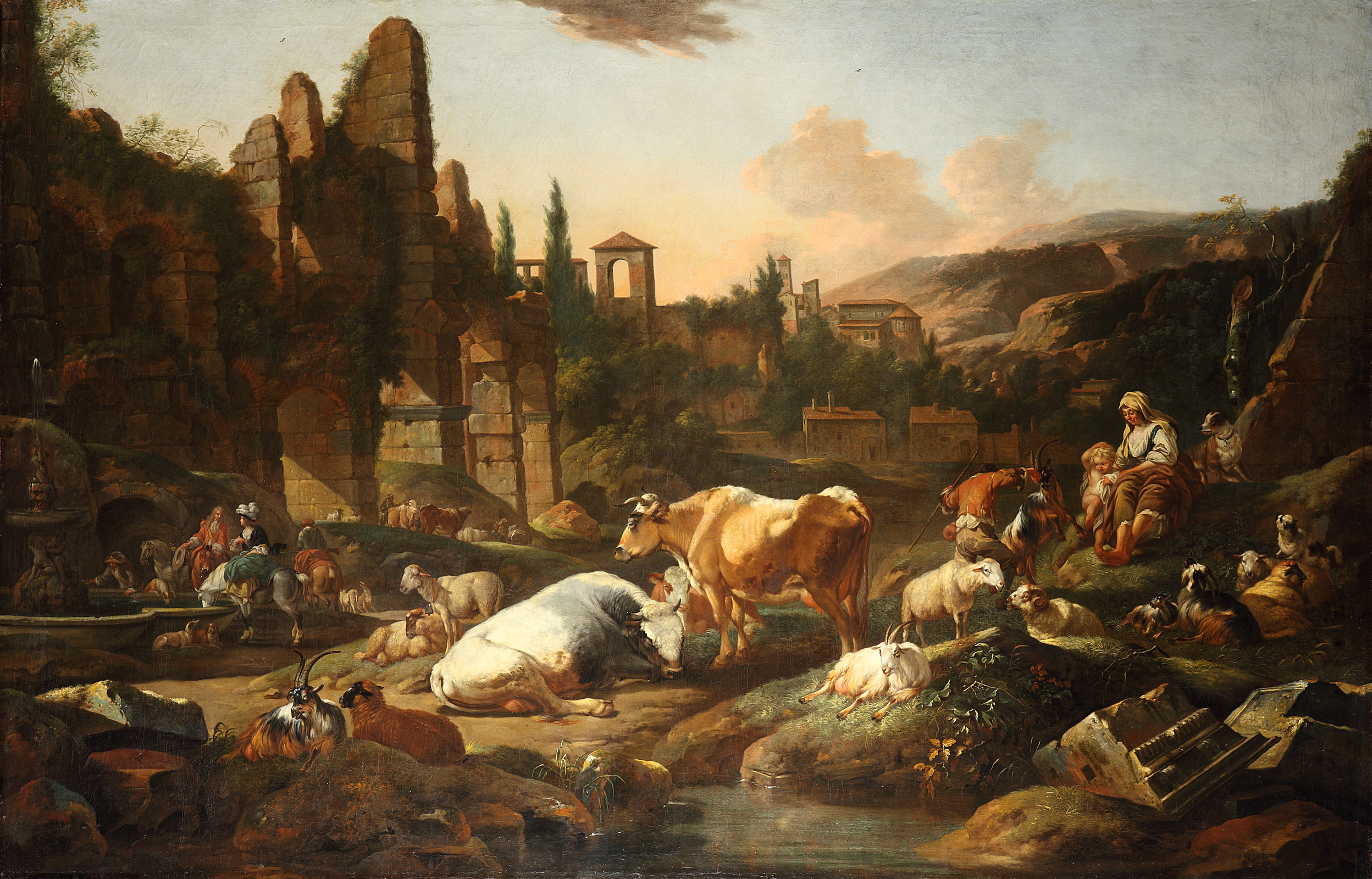 Johann Heinrich Roos, An Italian Landscape with Cattle