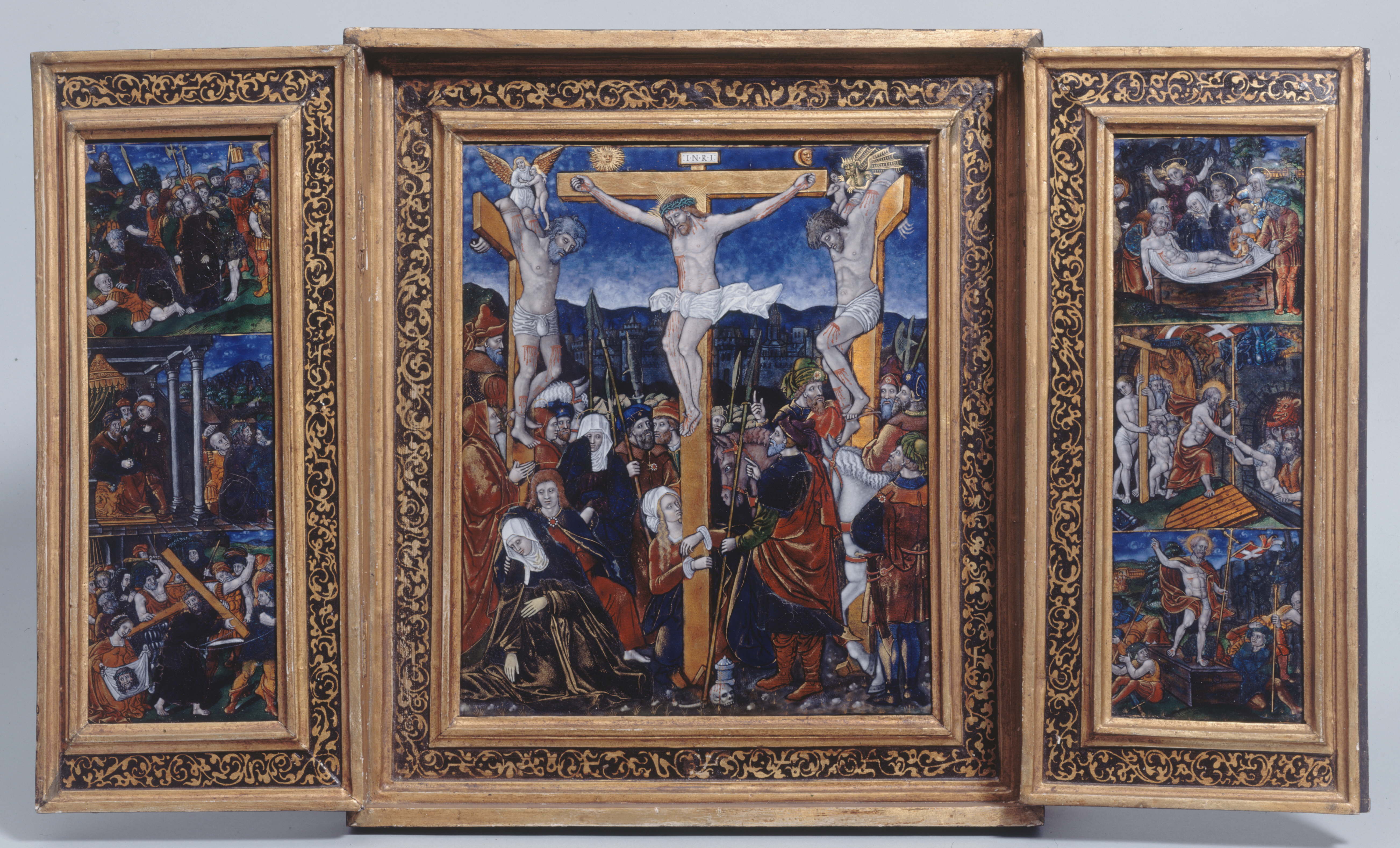 Anonyme, La Crucifixion ; scènes de la vie et de la Passion du Christ