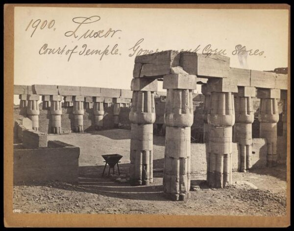 Francis Frith, Luxor.  Court of Temple.  Government Coru Stores