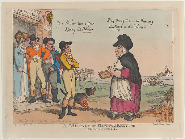 Thomas Rowlandson, A Mistake at New Market, or Sport and Piety