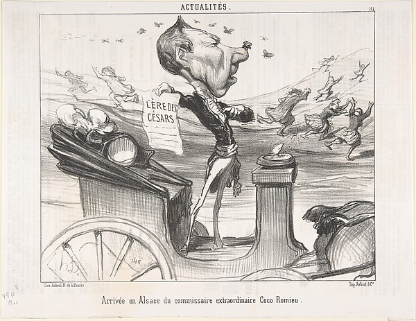 Honoré Daumier, Arrivée en Alsace du commissaire extraordinaire Coco Romieu, published in Le Charivari