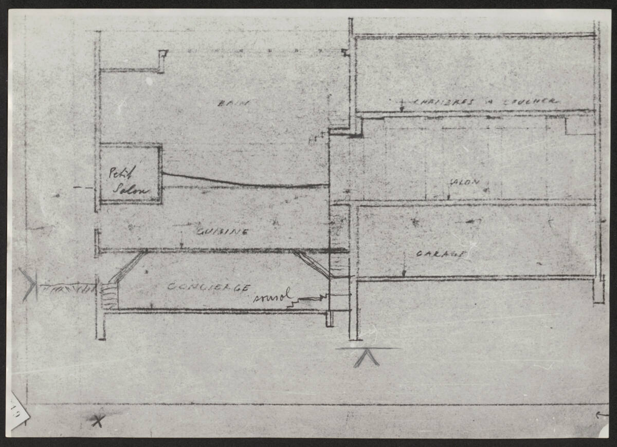 Anonym, Haus Josephine Baker, Paris XVI, Avenue Bugeaud, Frankreich, Schnitt (Um- und Zusammenbau zwei bestehender Häuser, Projekt)
