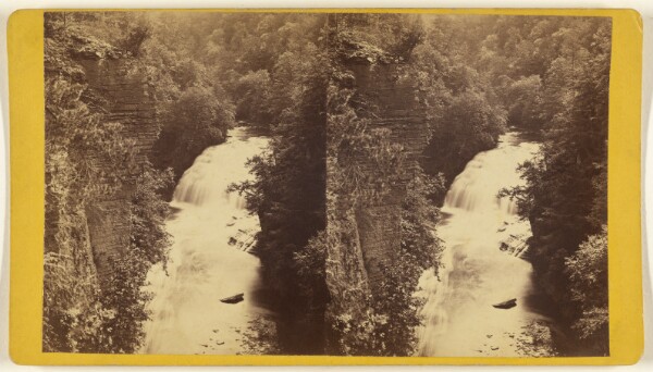Edward and Henry T. Anthony & Co., Scenery of Ithaca and Vicinity, N.Y. Looking down from the Chimney Rocks on Forrest Hall, Fall Creek.