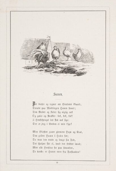 H.P. Hansen, Hanen. Illustration til H.V. Kaalund, "Fabler for Børn"