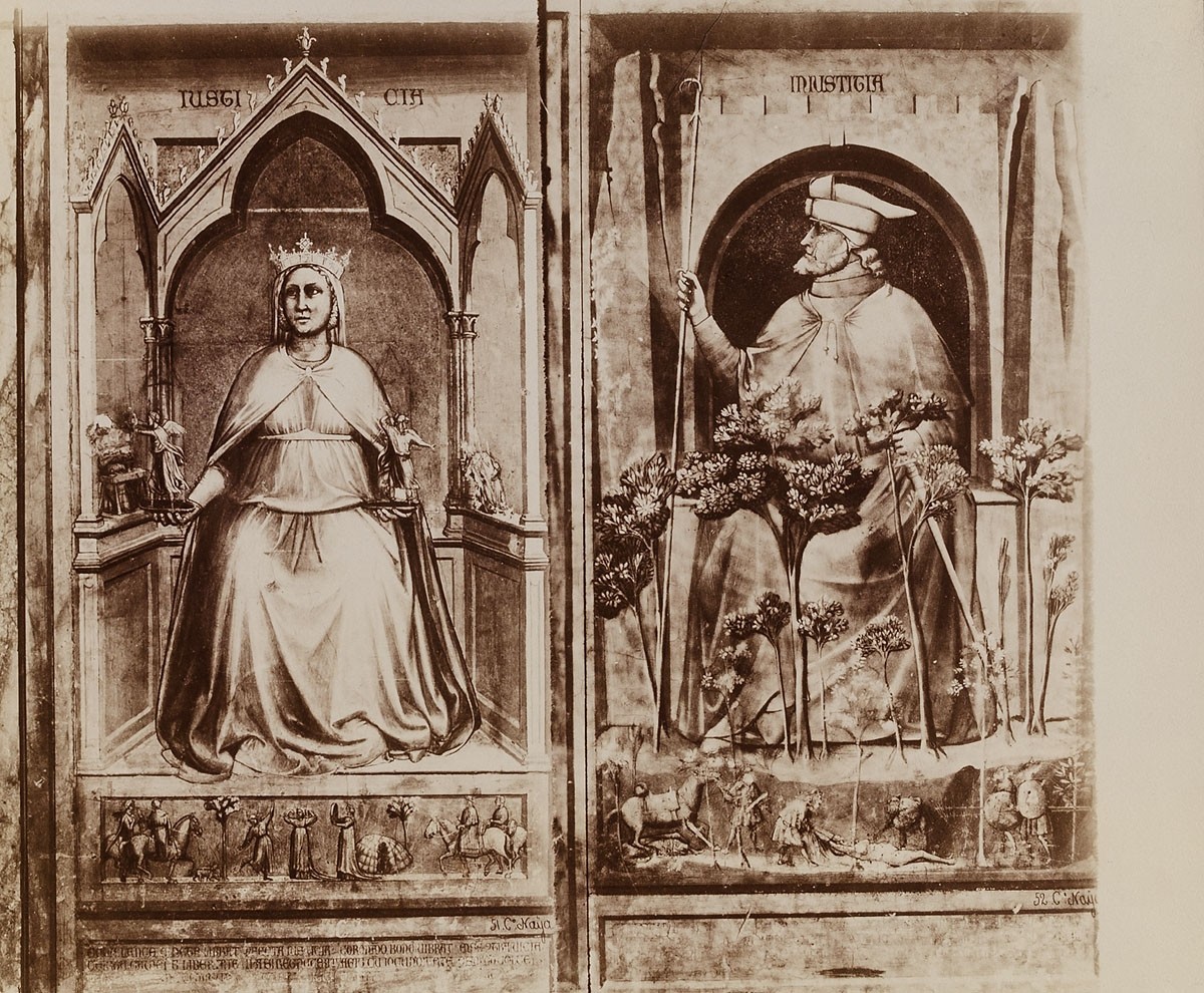Carlo Naya, Padua - Arenakapelle: Tugenden und Laster, Iustitia und Iniustitia von Giotto