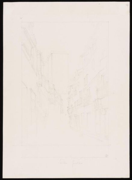 John Frederick Lewis, Perspective sketch of houses in Seville, looking towards the Giralda