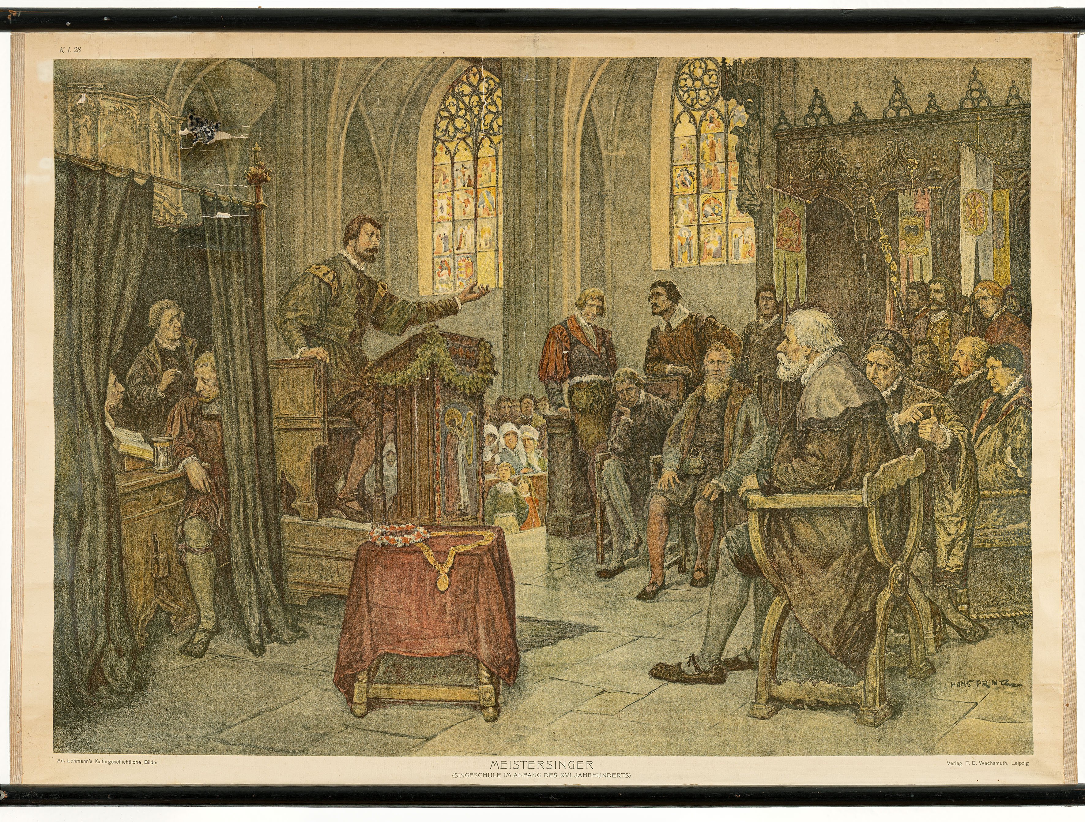 Hans Printz, Schulwandbild "Meistersinger (Singeschule im Anfang des XVI. Jahrhunderts)"