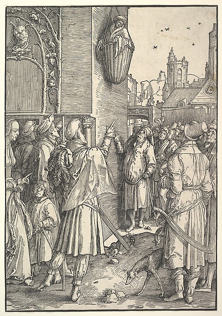 Lucas van Leyden, The Poet Virgil in a Basket