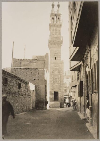 K.A.C. Creswell, Minaret of the mosque of Mamluk Amir Qanibay Qara al-Rammah (Nasiriyya), Cairo