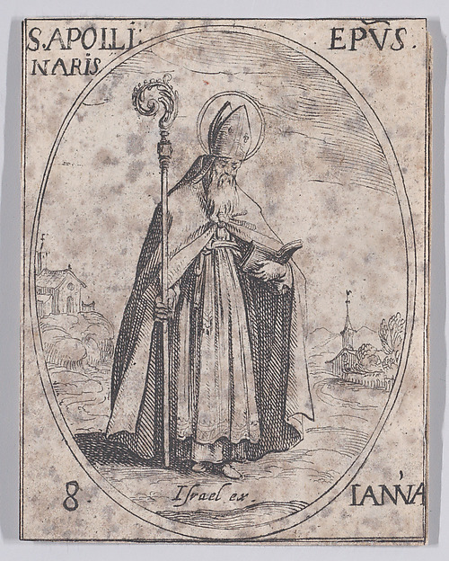 Jacques Callot, S. Apollinaire, évêque (St. Apollinaris, Bishop), January 8th, from "Les Images De Tous Les Saincts et Saintes de L'Année" (Images of All of the Saints and Feast Days of the Year)