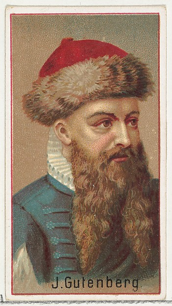 Allen & Ginter, Johannes Gutenberg, printer's sample for the World's Inventors souvenir album (A25) for Allen & Ginter Cigarettes
