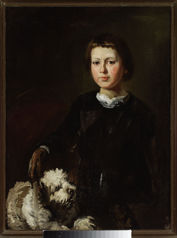 Piotr Michałowski, Portrait of artist’s won with a dog