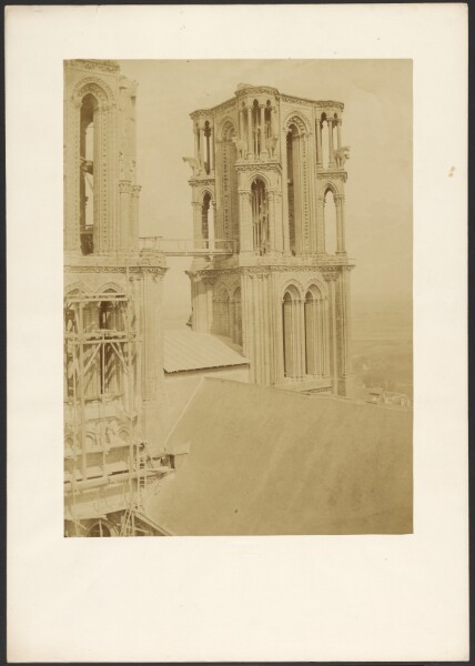 Charles Marville, [Laon Cathedral, West Facade Towers, view from NE]