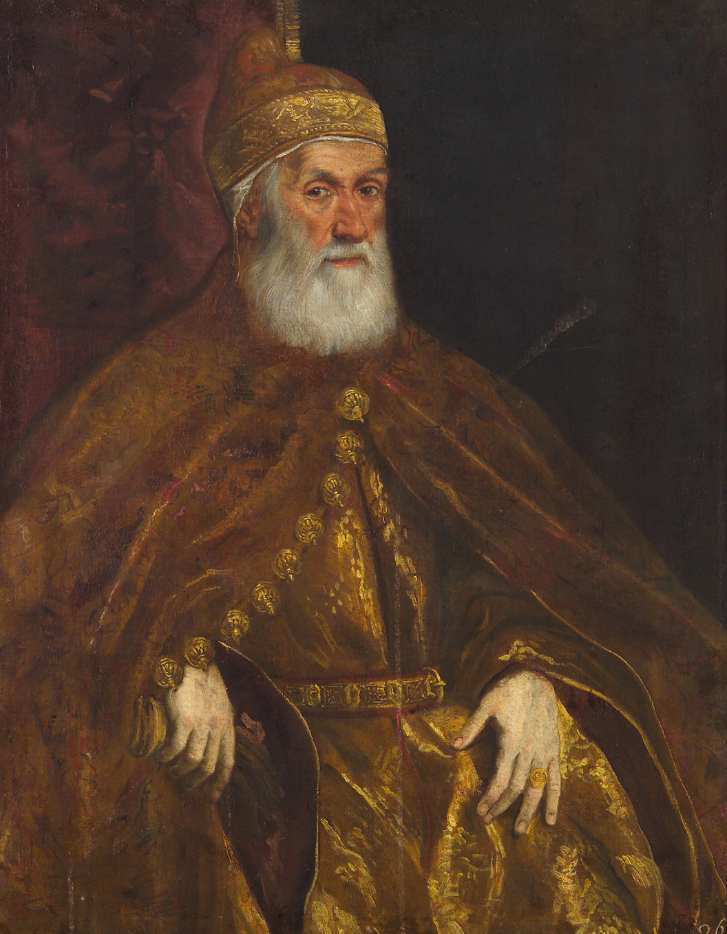 Jacopo Tintoretto, Girolamo Priuli (1486-1567), Doge von Venedig, Kniestück