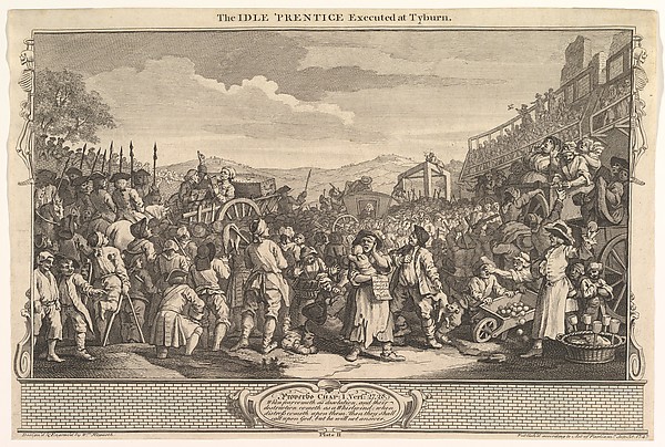 William Hogarth, The Idle 'Prentice Executed at Tyburn: Industry and Idleness, plate 11