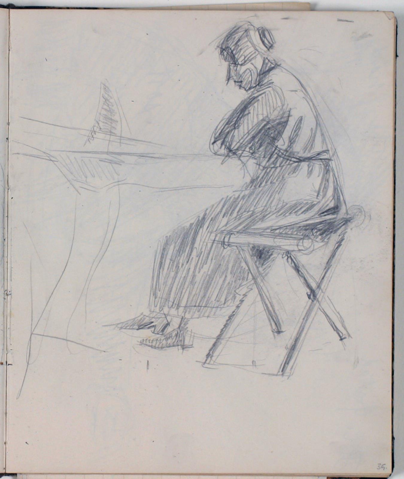 Niels Larsen Stevns, Studie af kvinde, der sidder ved et bord