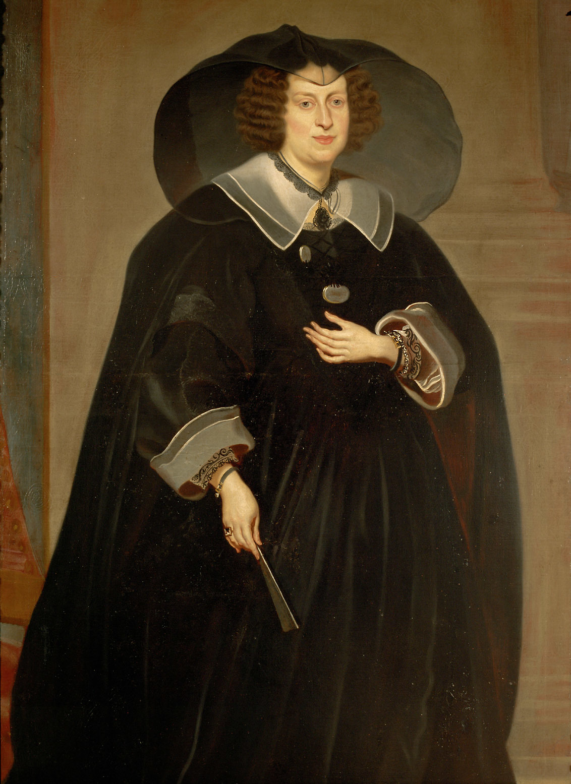 Frans Luycx, Claudia de' Medici (1604-1648), Erzherzogin, in Witwentracht, Kniestück