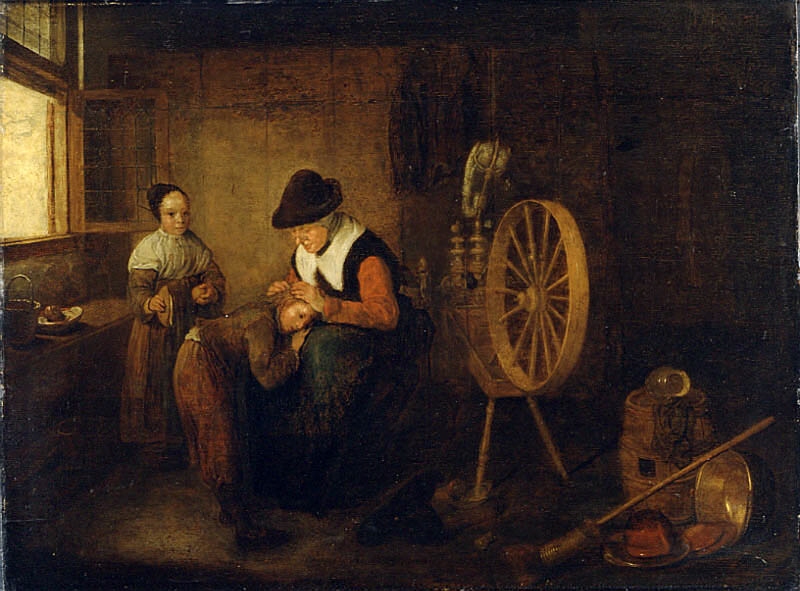 Quirijn van Brekelenkam, Old Woman Delousing a Boy