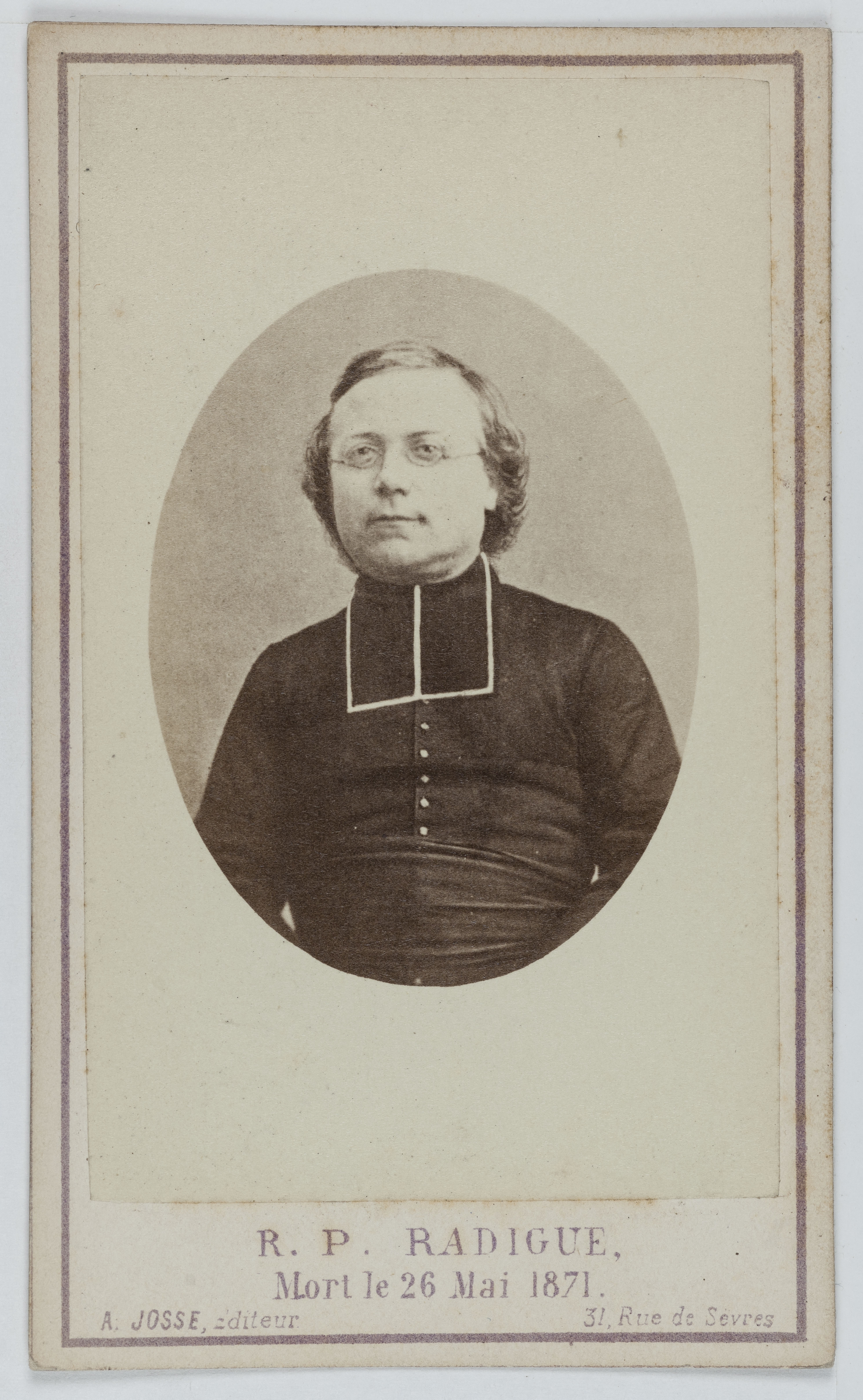 Anonyme, Portrait de Radigue (-1871), religieux jésuite et fusillé le 26 mai 1871 par les Communards.