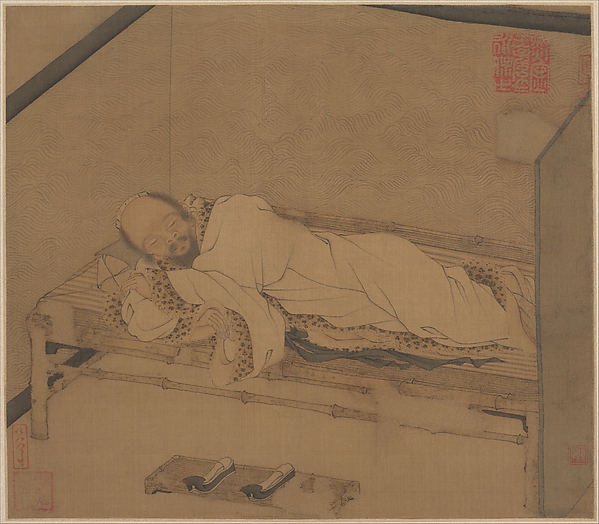 Unidentified artist, Man sleeping on a bamboo couch
