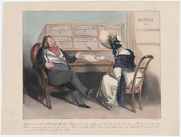 Honoré Daumier, Plate 11: Someone stole a thousand franc note from me, Monsieur..., from 'Caricaturana,' published in Les Robert Macaires