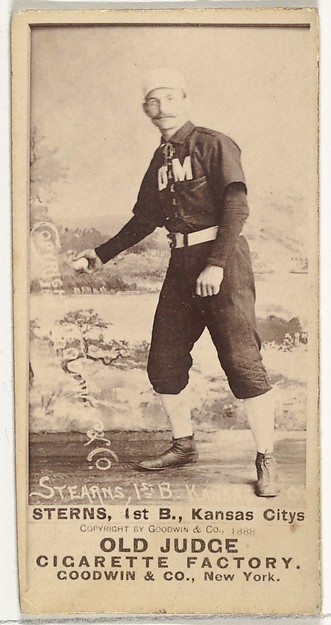 Goodwin & Company, Daniel Eckford "Ecky" Stearns, 1st Base, Kansas City Cowboys, from the Old Judge series (N172) for Old Judge Cigarettes