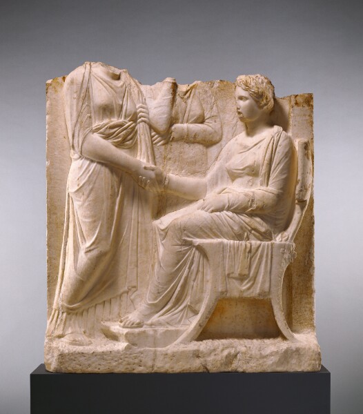 Unknown, Grave Naiskos of a Seated Woman with Two Standing Women