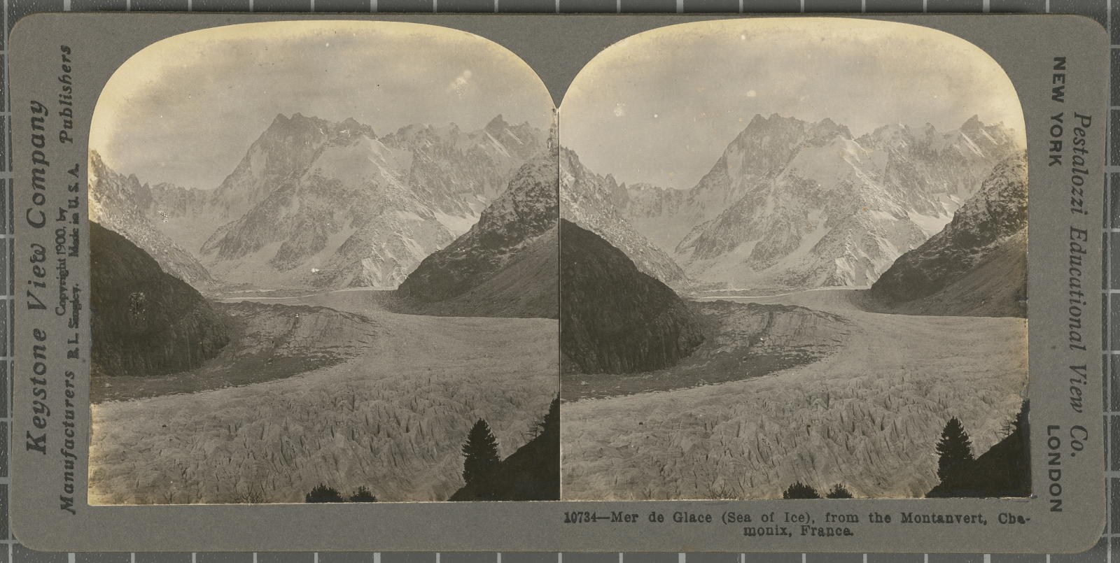 Desconegut, Mer de Glace, from the Montanvert, Chamonix, France Keystone View Company, Pestalozzi Educational View Co.