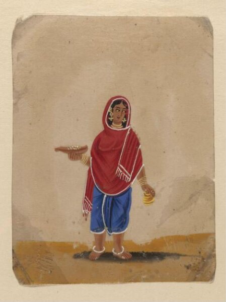 Unknown, One of four costume cards and seven mica overlays.