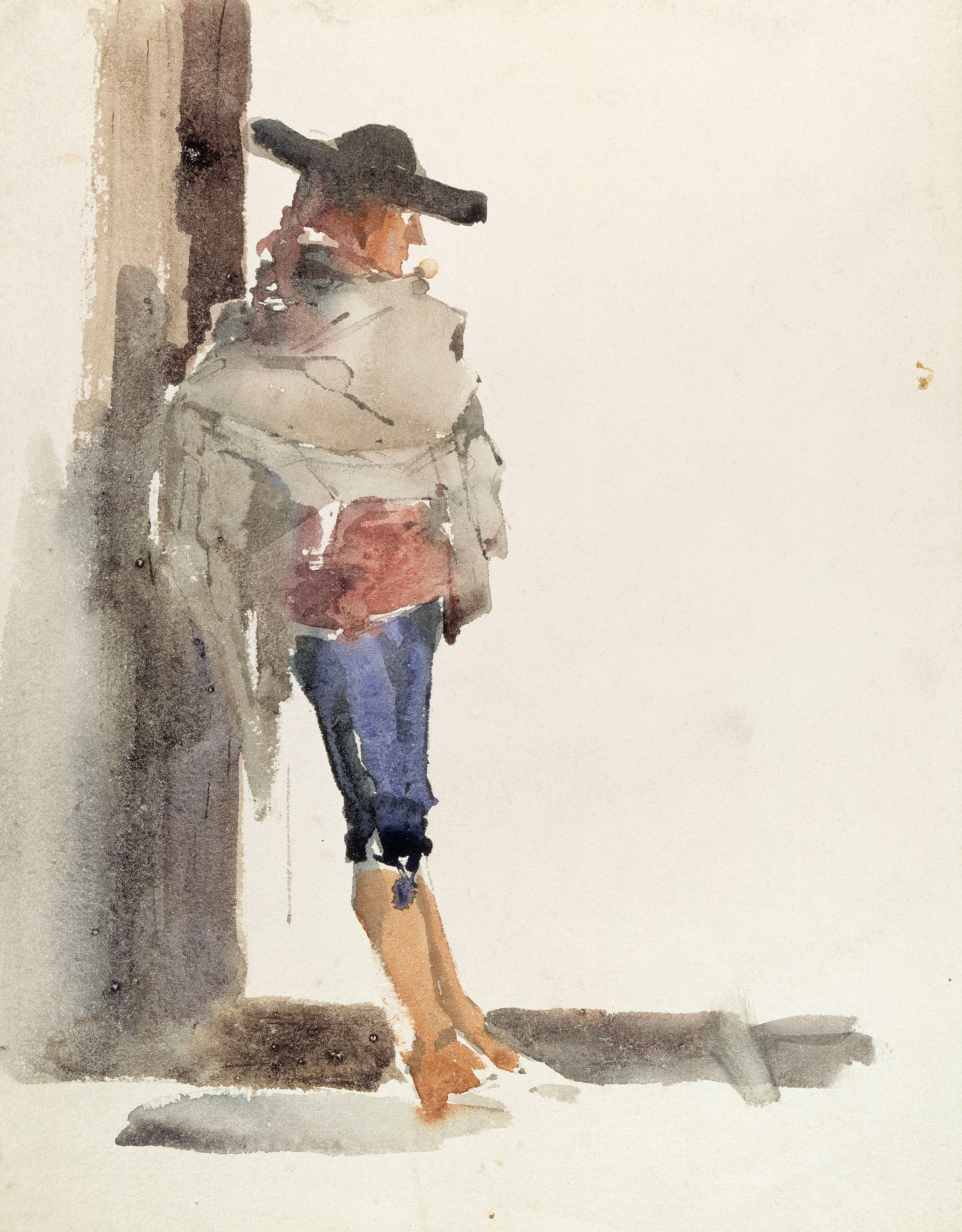 Albert Edelfelt, Spaniard Leaning on a Wall, Study