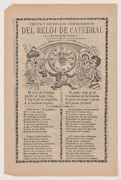 José Guadalupe Posada, Broadsheet relating to the new clock installed in the cathedral in Mexico City in June 1905