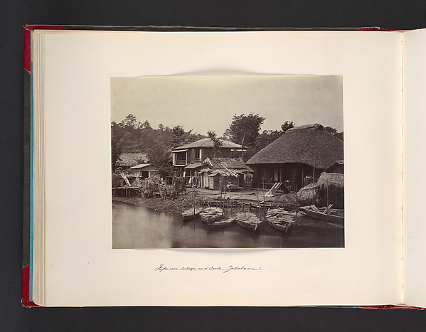 John Thomson, Japanes Cottages and Creek, Yokohama