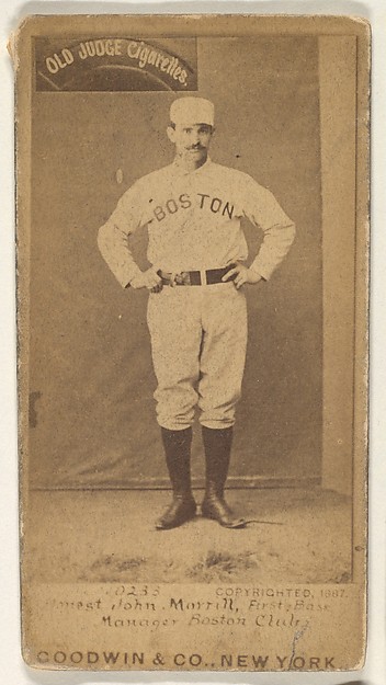Goodwin & Company, Honest John Morrill, 1st Base and Manager, Boston, from the Old Judge series (N172) for Old Judge Cigarettes