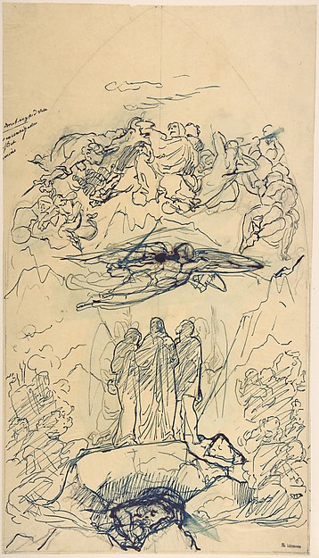 Henri Lehmann, Composition Study with Three Figures Standing on a Rock