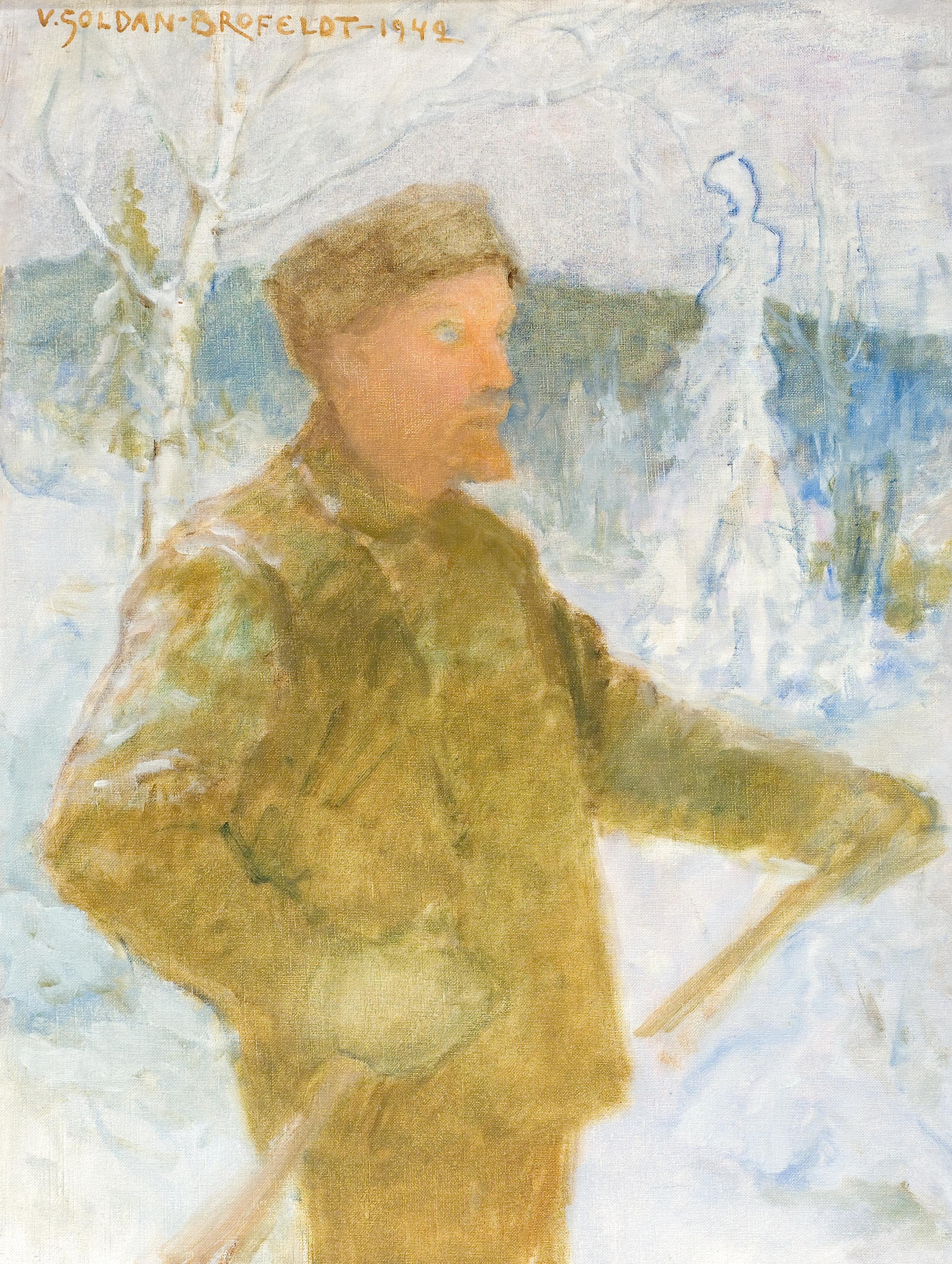 Venny Soldan-Brofeldt, Juhani Aho hiihtämässä, luonnos