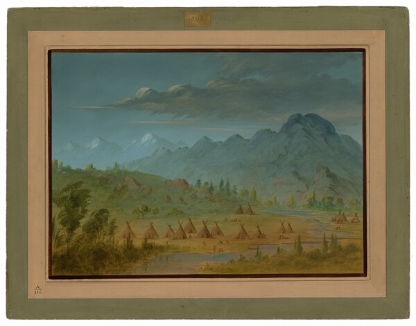 George Catlin, A Crow Village and the Salmon River Mountains