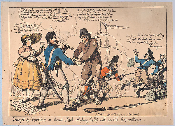 Thomas Rowlandson, Forget & Forgive, or Honest Jack Shaking Hands with and Old Acquaintance