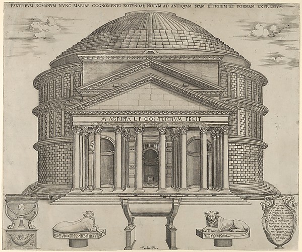 Anonymous, Elevation of the Pantheon in Rome, reconstructed to its original form
