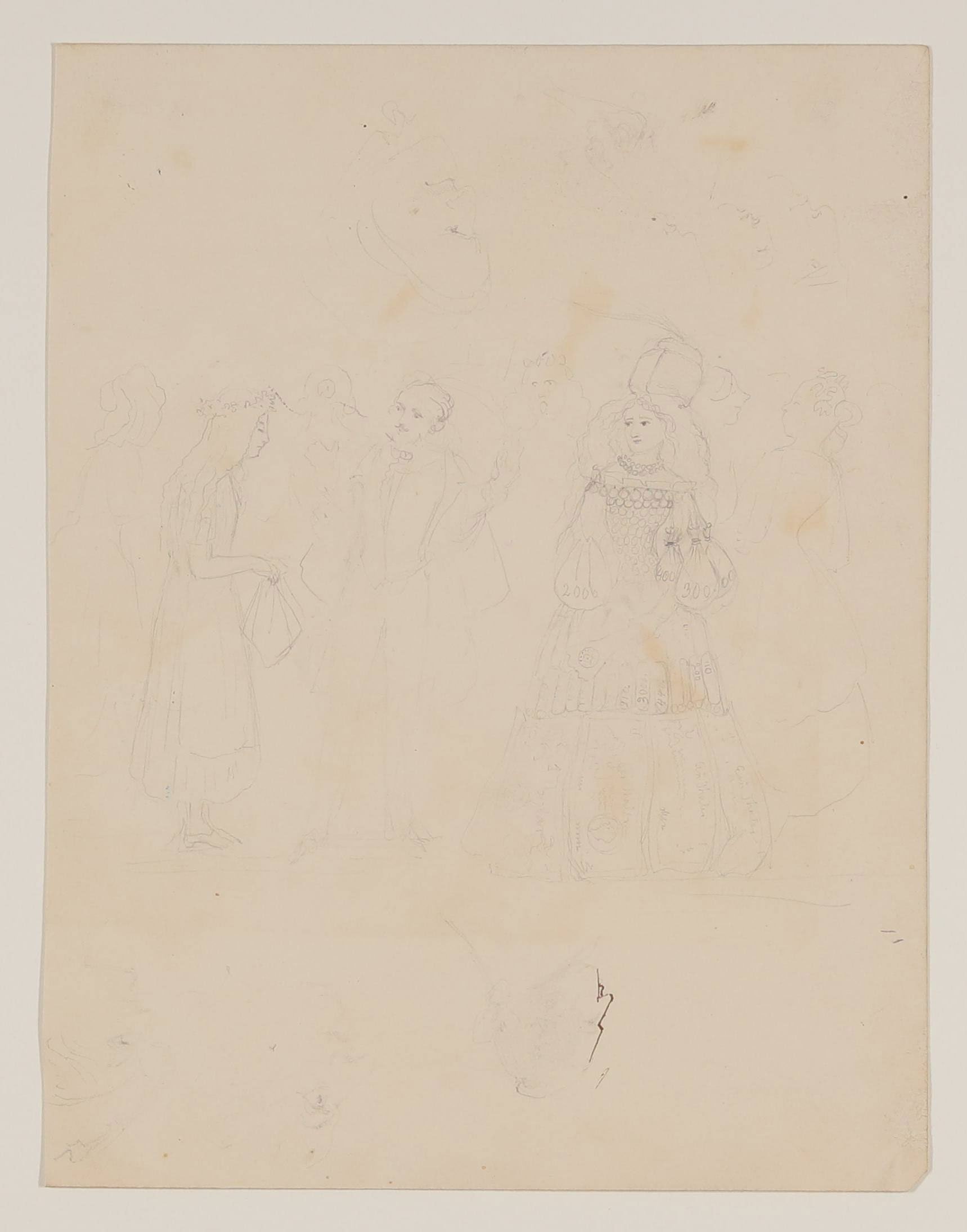 Gisela von Arnim, Illustration zum Märchen "Das Heimelchen": Haidegeldche, Tochter der Hanebüchnen Kälte [nicht ausgeführte Illustrationszeichnung zu S. 18ff.]