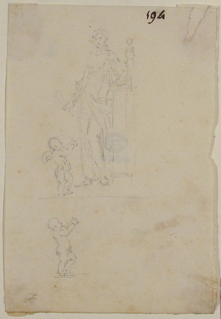 Anonymous, French, 18th century, Standing Female Figure with Cupid; Figure of Cupid