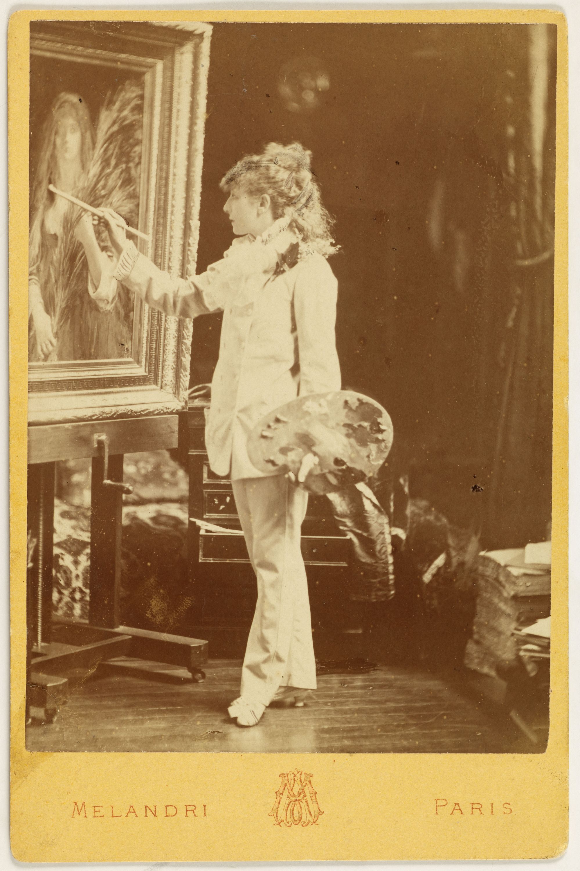 Achille Melandri, Portrait de Rosine Bernard, dite Sarah Bernhardt (1844-1923), peignant