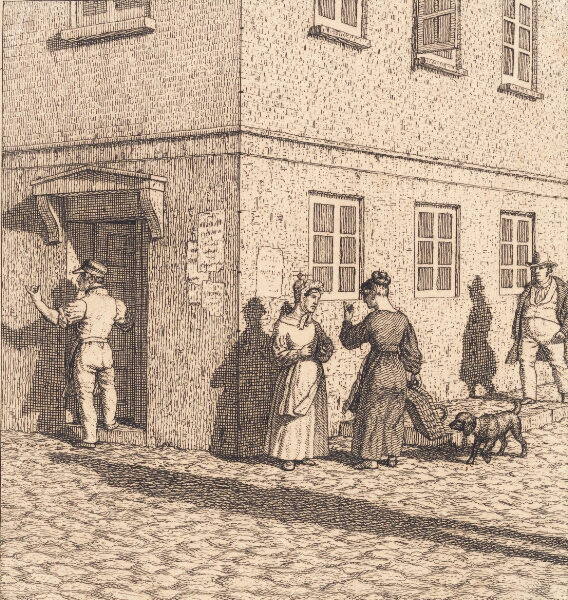 C.W. Eckersberg, Et gadehjørne. Illustration til "Linearperspectiven", Tavle VII
